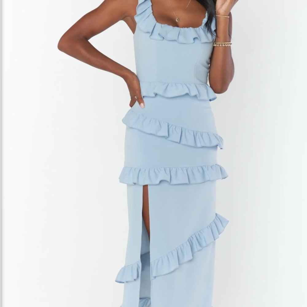 Show Me Your MuMu Light Blue Ruffle Wedding Dress